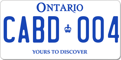 ON license plate CABD004