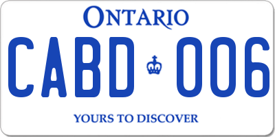 ON license plate CABD006