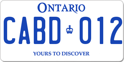 ON license plate CABD012