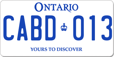 ON license plate CABD013