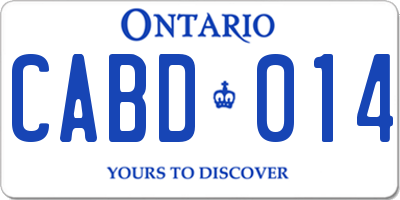 ON license plate CABD014