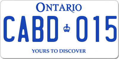 ON license plate CABD015