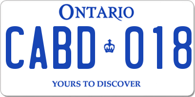 ON license plate CABD018