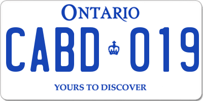 ON license plate CABD019