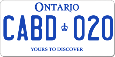 ON license plate CABD020