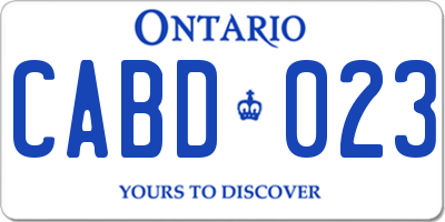 ON license plate CABD023