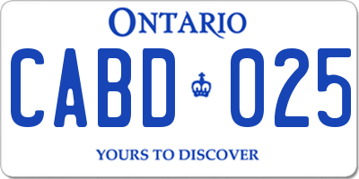 ON license plate CABD025