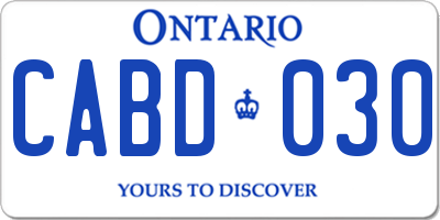 ON license plate CABD030