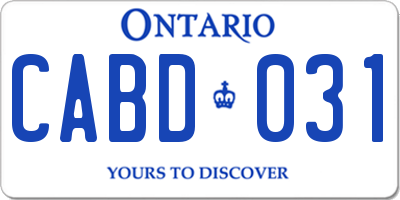 ON license plate CABD031