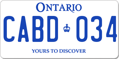 ON license plate CABD034