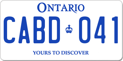 ON license plate CABD041