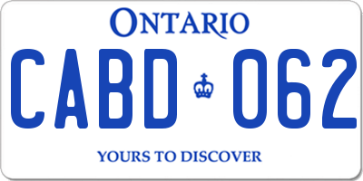 ON license plate CABD062