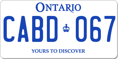 ON license plate CABD067