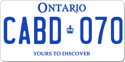 ON license plate CABD070