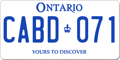 ON license plate CABD071