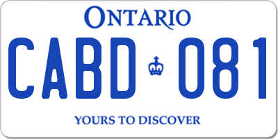 ON license plate CABD081