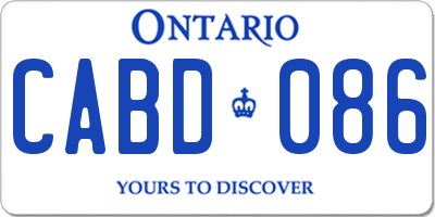 ON license plate CABD086