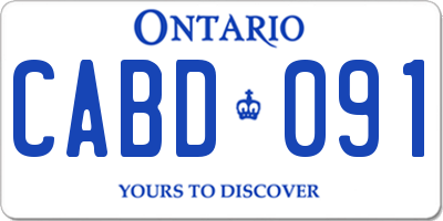 ON license plate CABD091