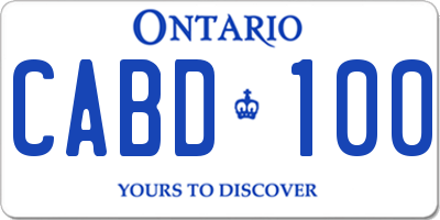 ON license plate CABD100