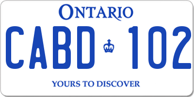 ON license plate CABD102