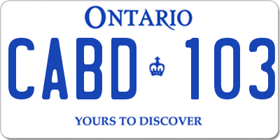 ON license plate CABD103