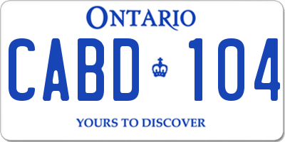 ON license plate CABD104