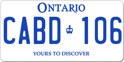 ON license plate CABD106