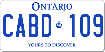 ON license plate CABD109