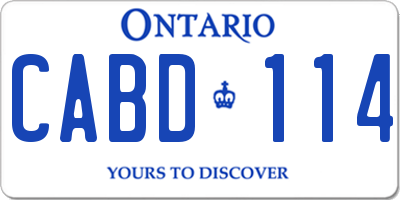 ON license plate CABD114