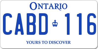 ON license plate CABD116