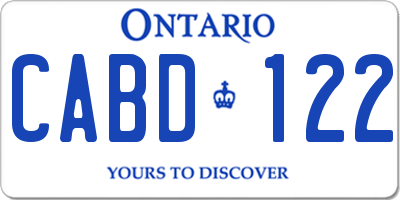 ON license plate CABD122