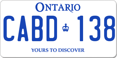 ON license plate CABD138