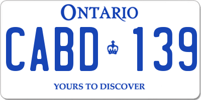 ON license plate CABD139