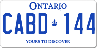 ON license plate CABD144