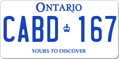 ON license plate CABD167