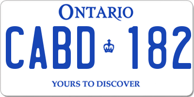 ON license plate CABD182