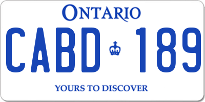 ON license plate CABD189