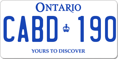 ON license plate CABD190