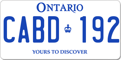 ON license plate CABD192