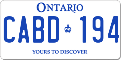 ON license plate CABD194