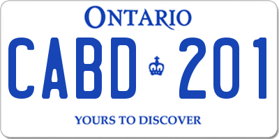 ON license plate CABD201