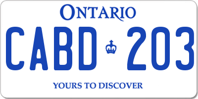 ON license plate CABD203