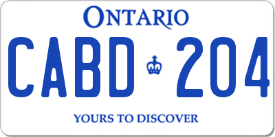 ON license plate CABD204