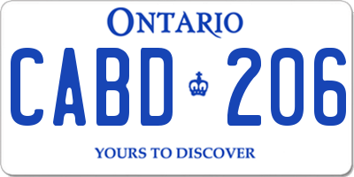 ON license plate CABD206