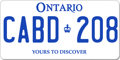 ON license plate CABD208