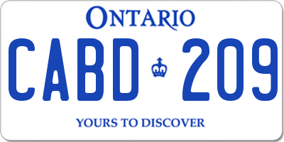 ON license plate CABD209