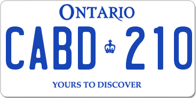 ON license plate CABD210