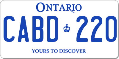 ON license plate CABD220