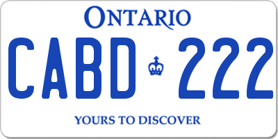 ON license plate CABD222