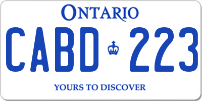 ON license plate CABD223